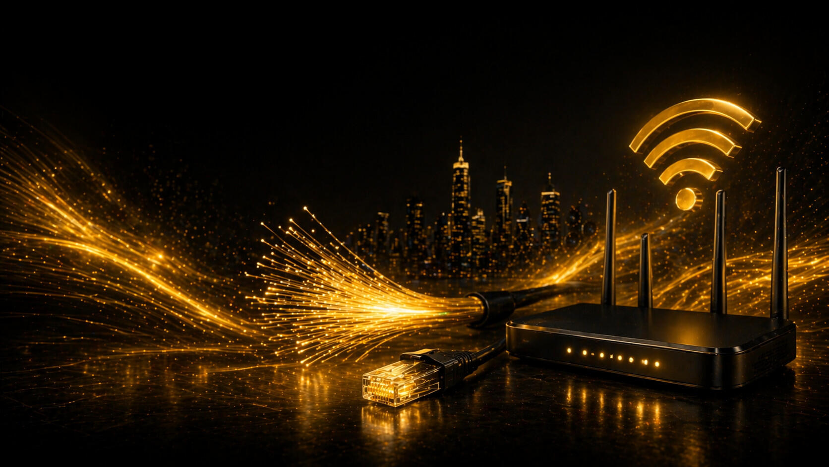 Futuristische Netzwerktechnologie bei Nacht